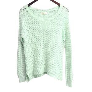 Missa Mint Green Long Sleeve Knit Boatneck Beachy Ocean Sweater‎ Size XS